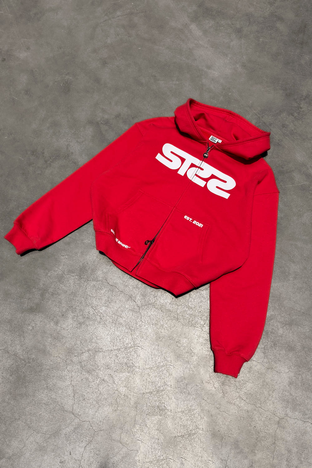Essential Zipped Hoodie Red