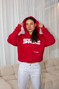 Essential Zipped Hoodie Red