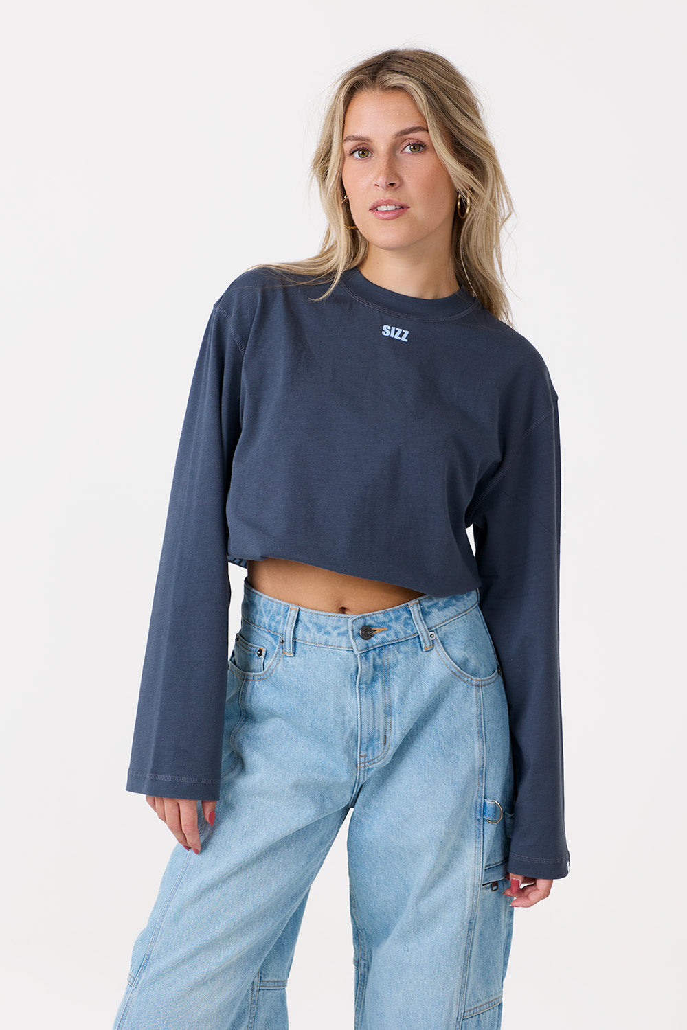 Polka Dot Langærmet T-shirt Blå