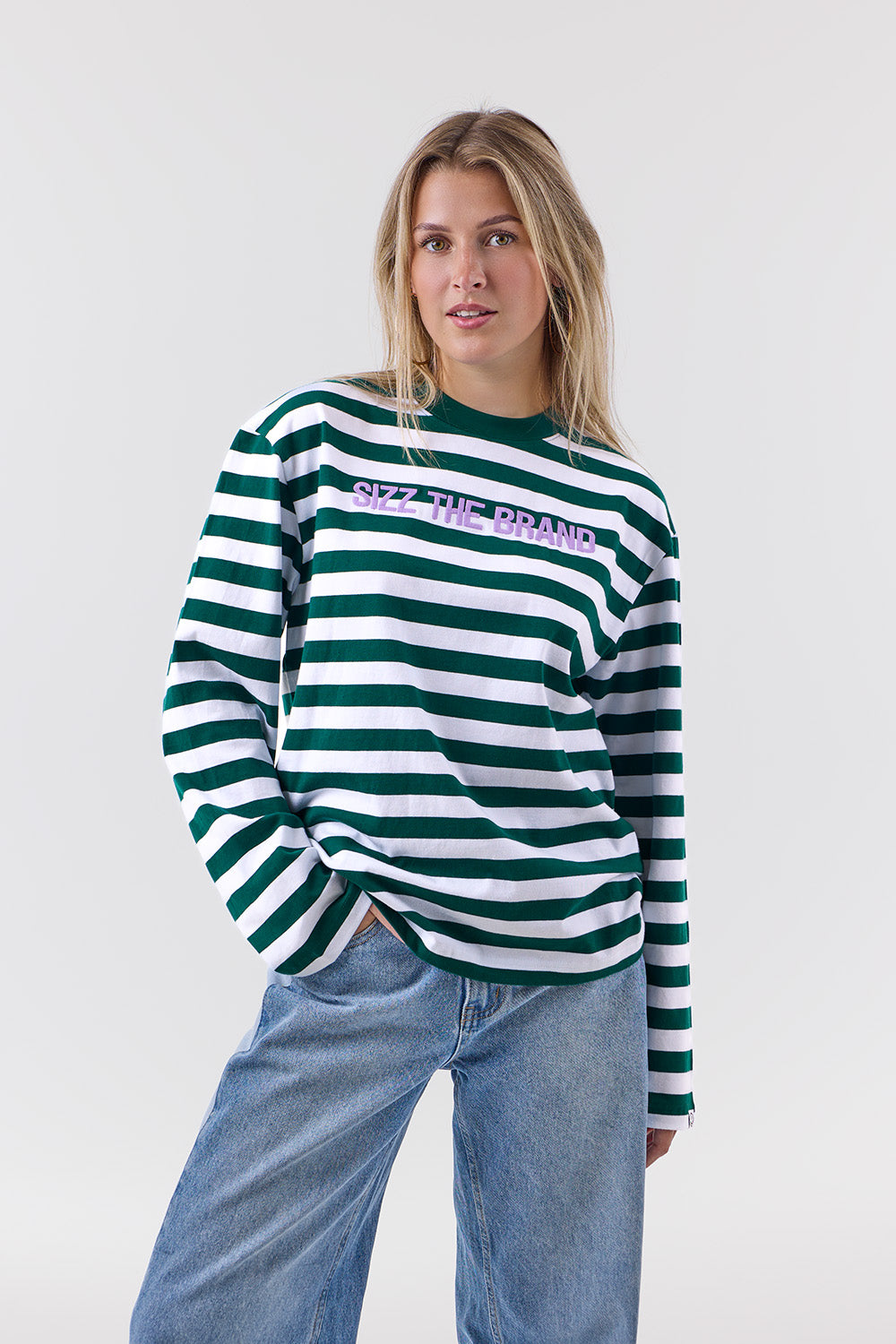 Stribet Langærmet T-shirt Grøn