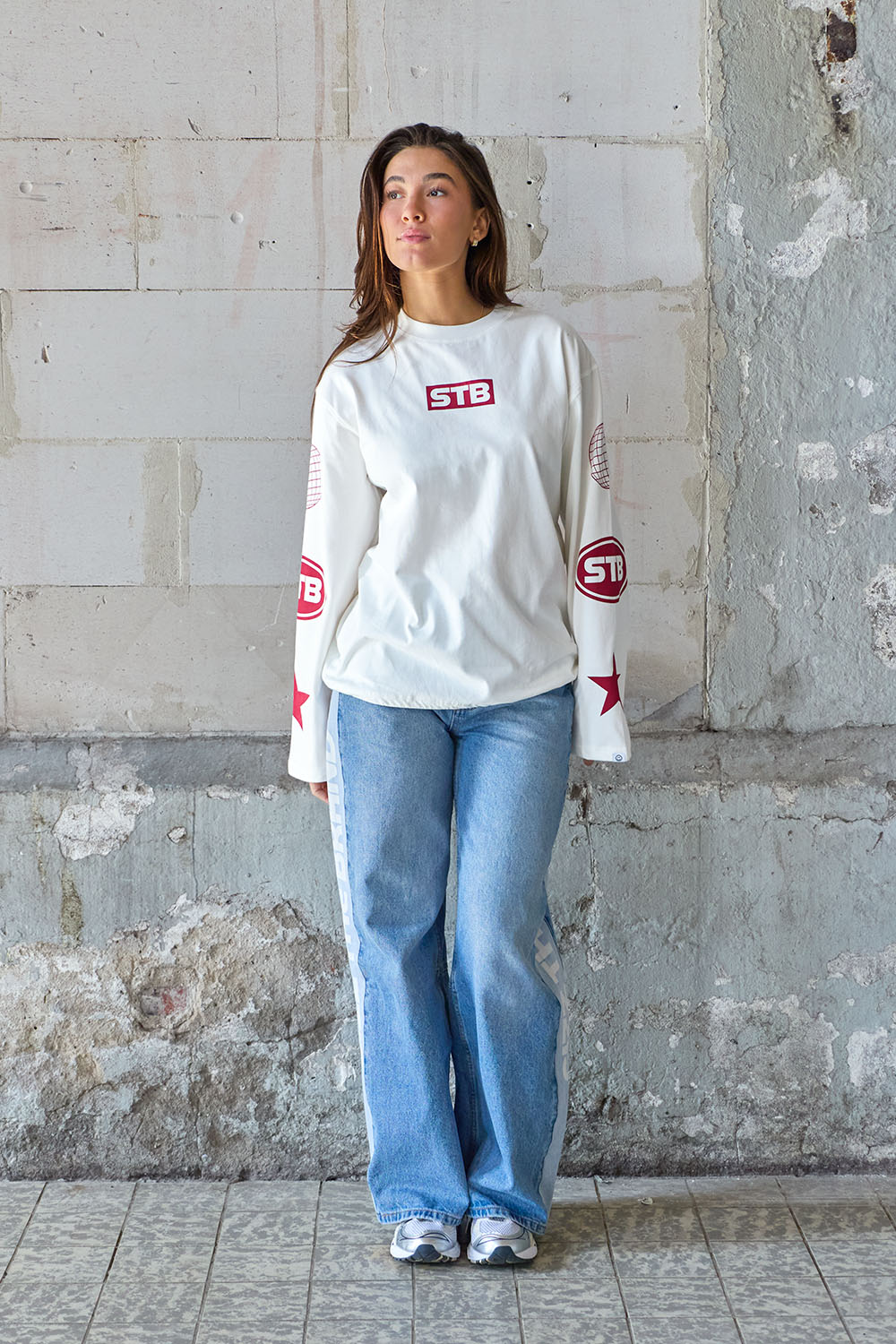 STB Signal Langarmshirt Weiß