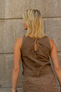 Denim Top Brown