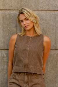 Denim Top Brown