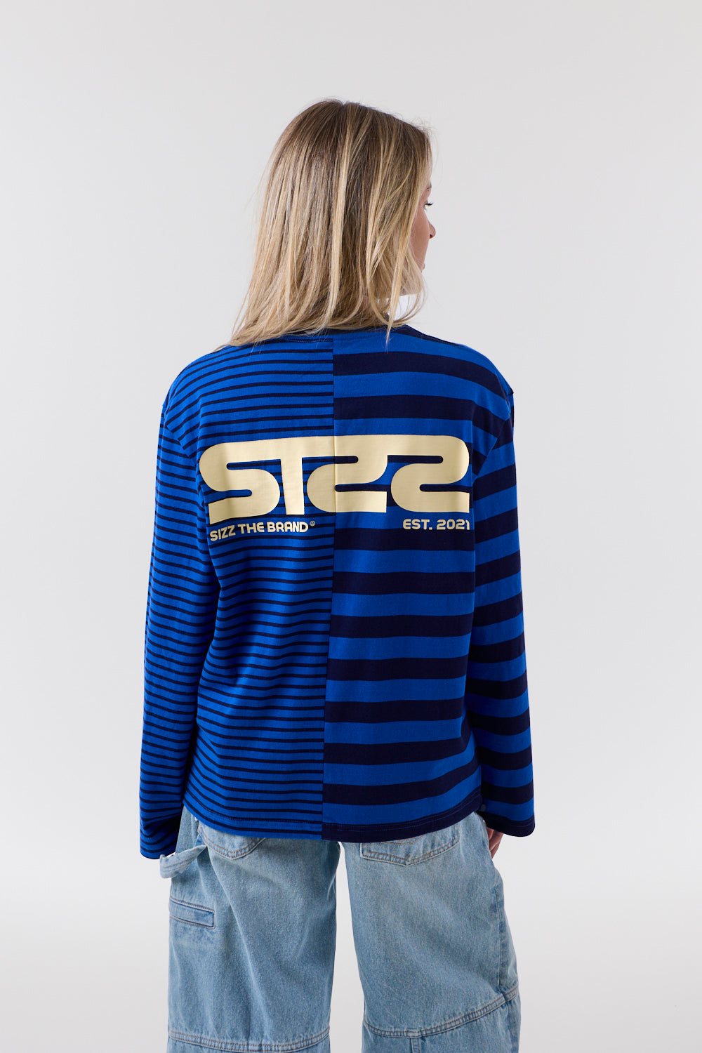 Essential Stribet Langærmet T-shirt Blå