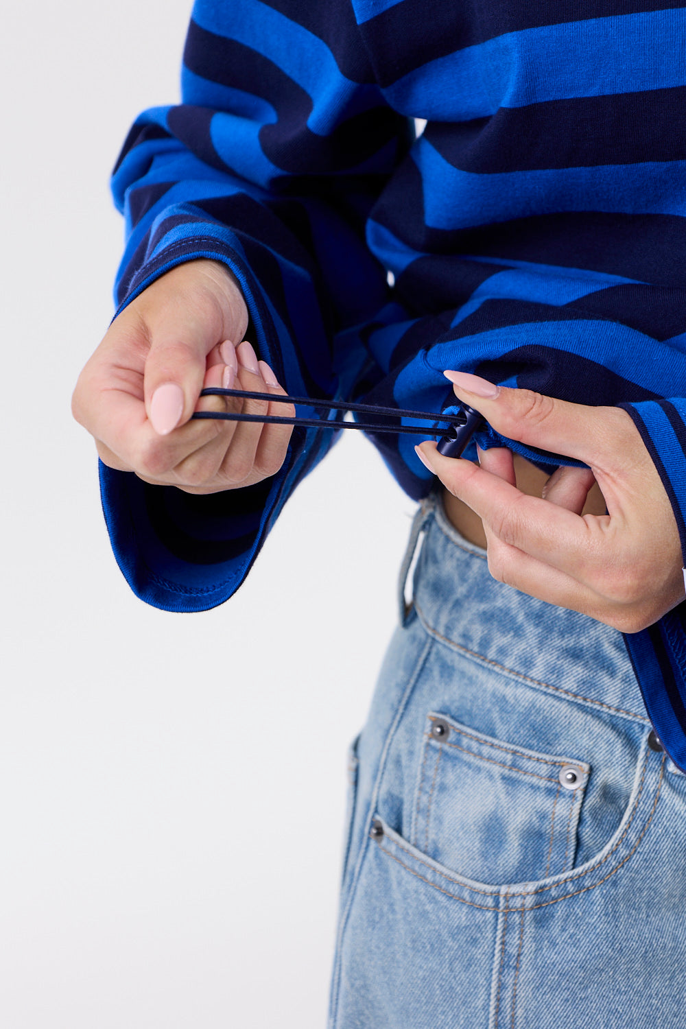 Essential Stribet Langærmet T-shirt Blå