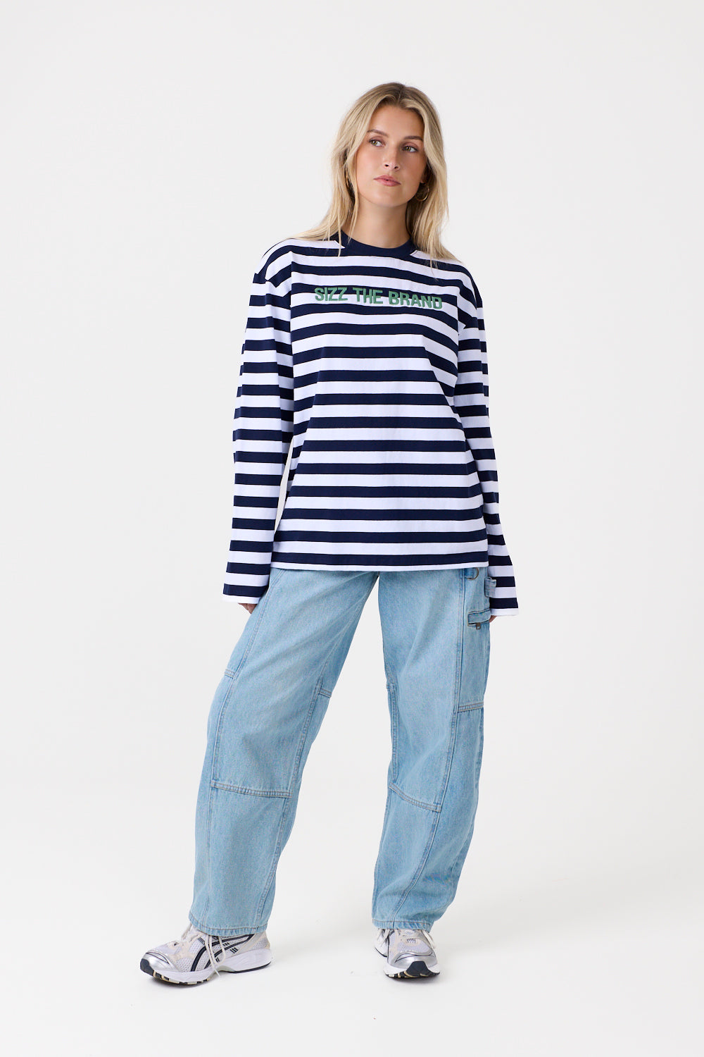 Stribet Langærmet T-shirt Navy
