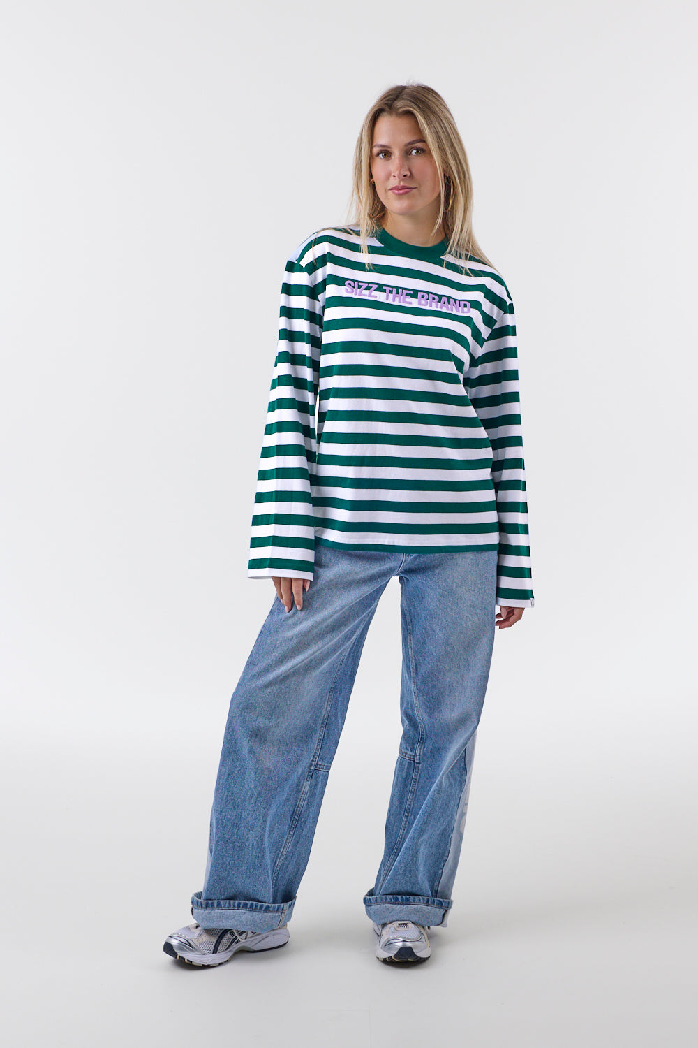 Stribet Langærmet T-shirt Grøn