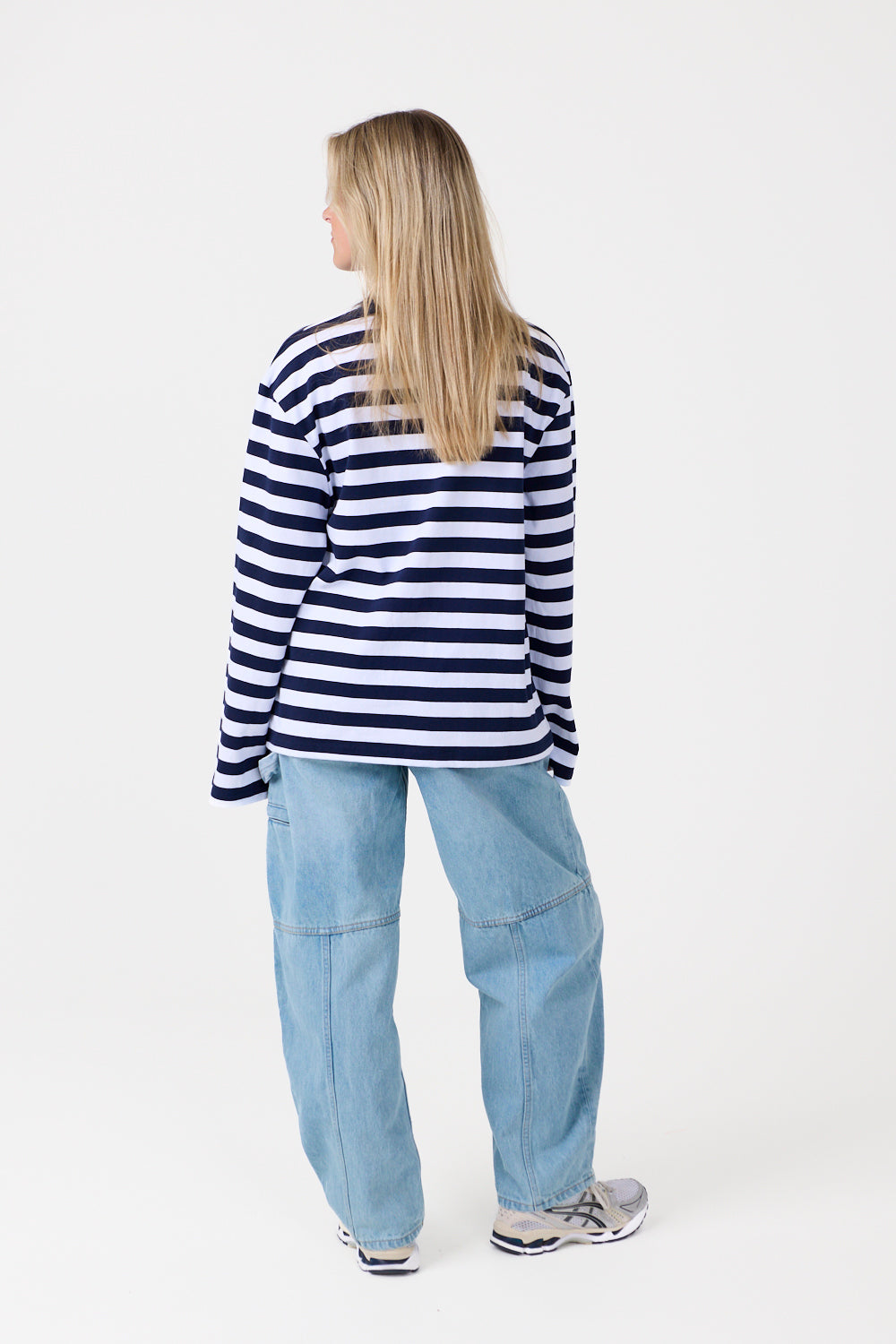 Stribet Langærmet T-shirt Navy