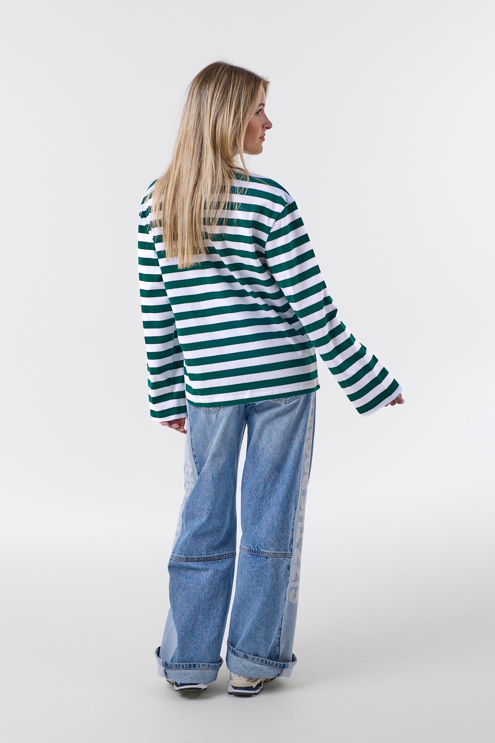 Stribet Langærmet T-shirt Grøn