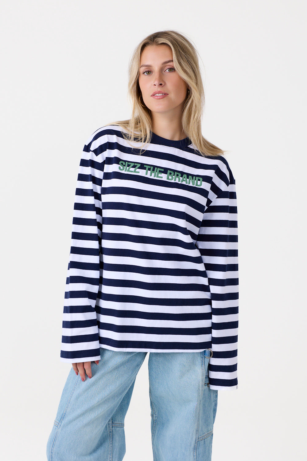 Stribet Langærmet T-shirt Navy