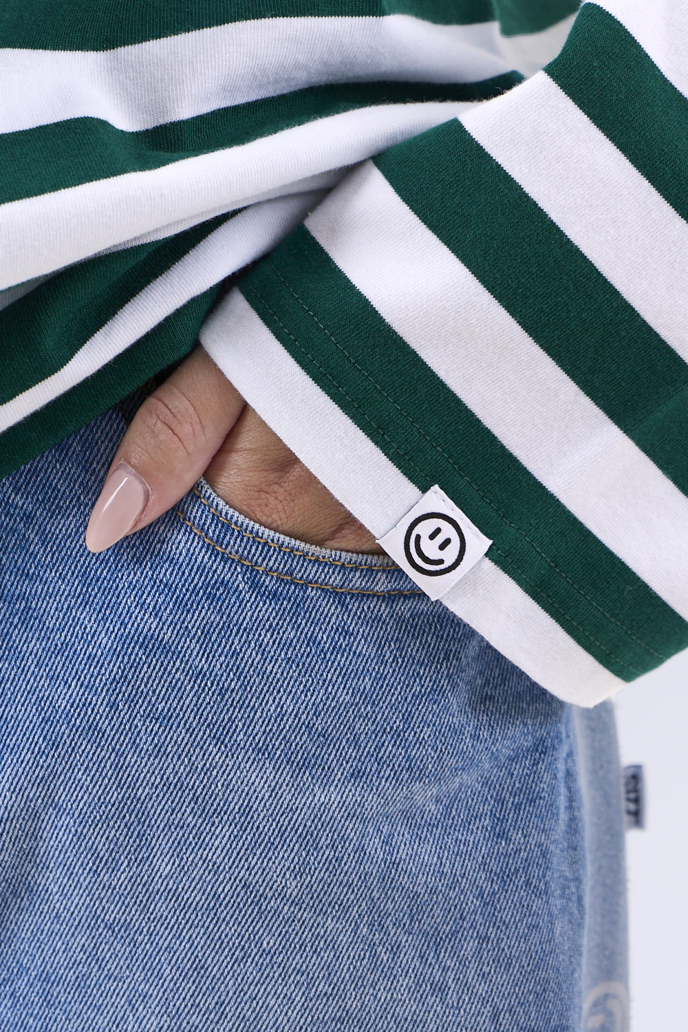 Stribet Langærmet T-shirt Grøn