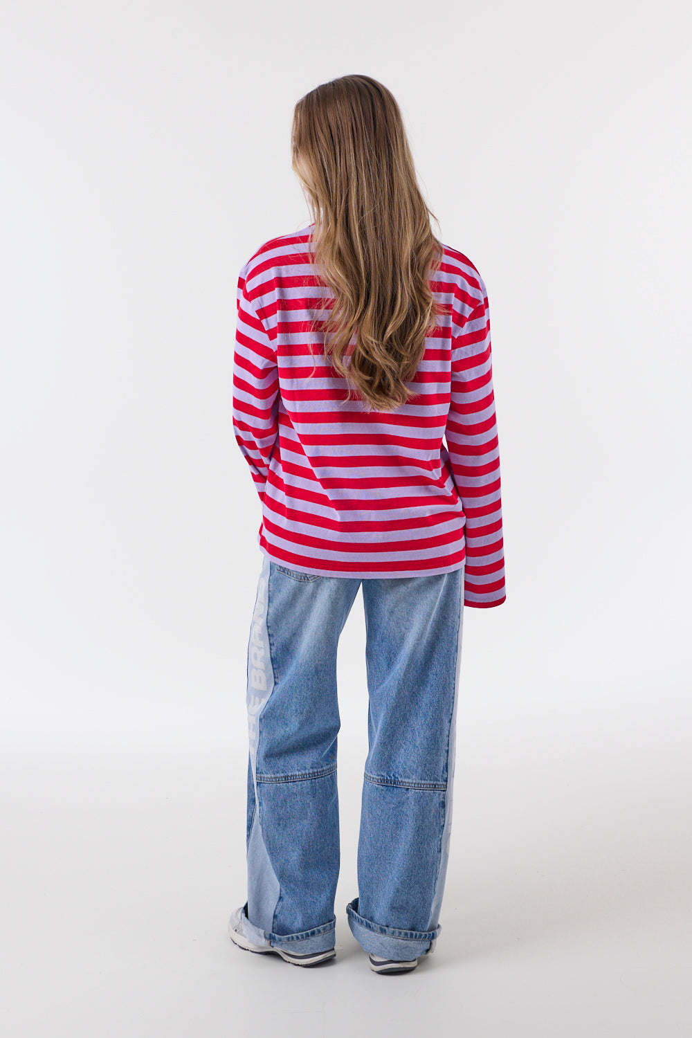 Stribet Langærmet T-shirt Rød