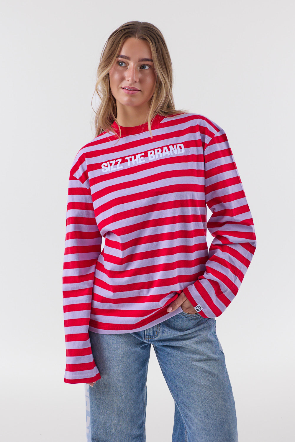 Stribet Langærmet T-shirt Rød