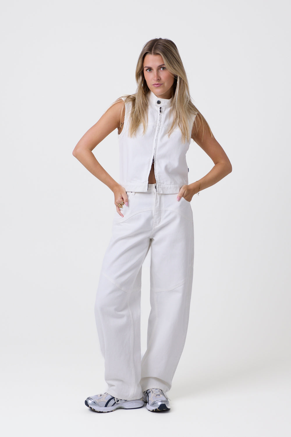 Wave Denim Top White