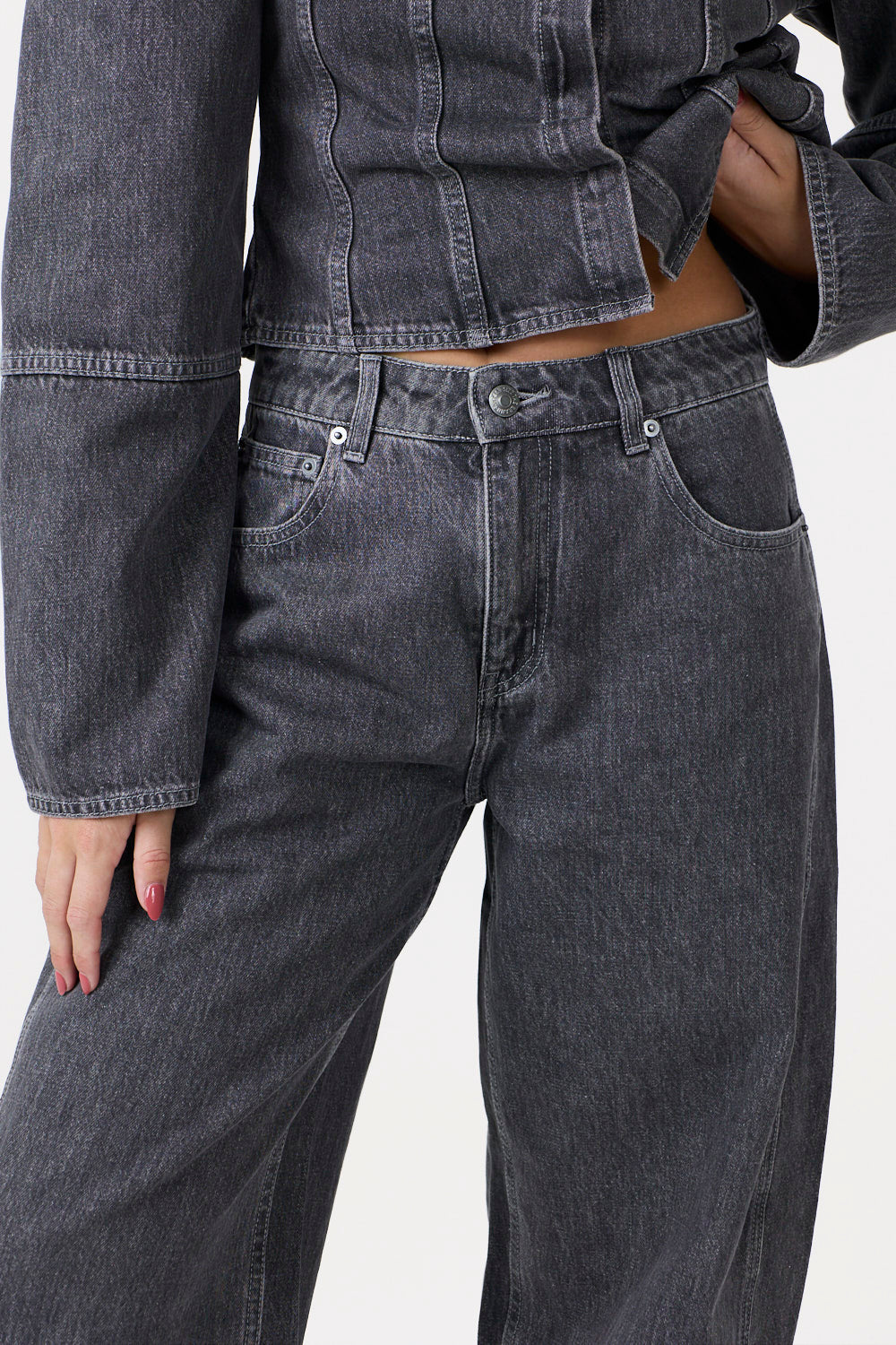 Frame Barrel Jeans Grå