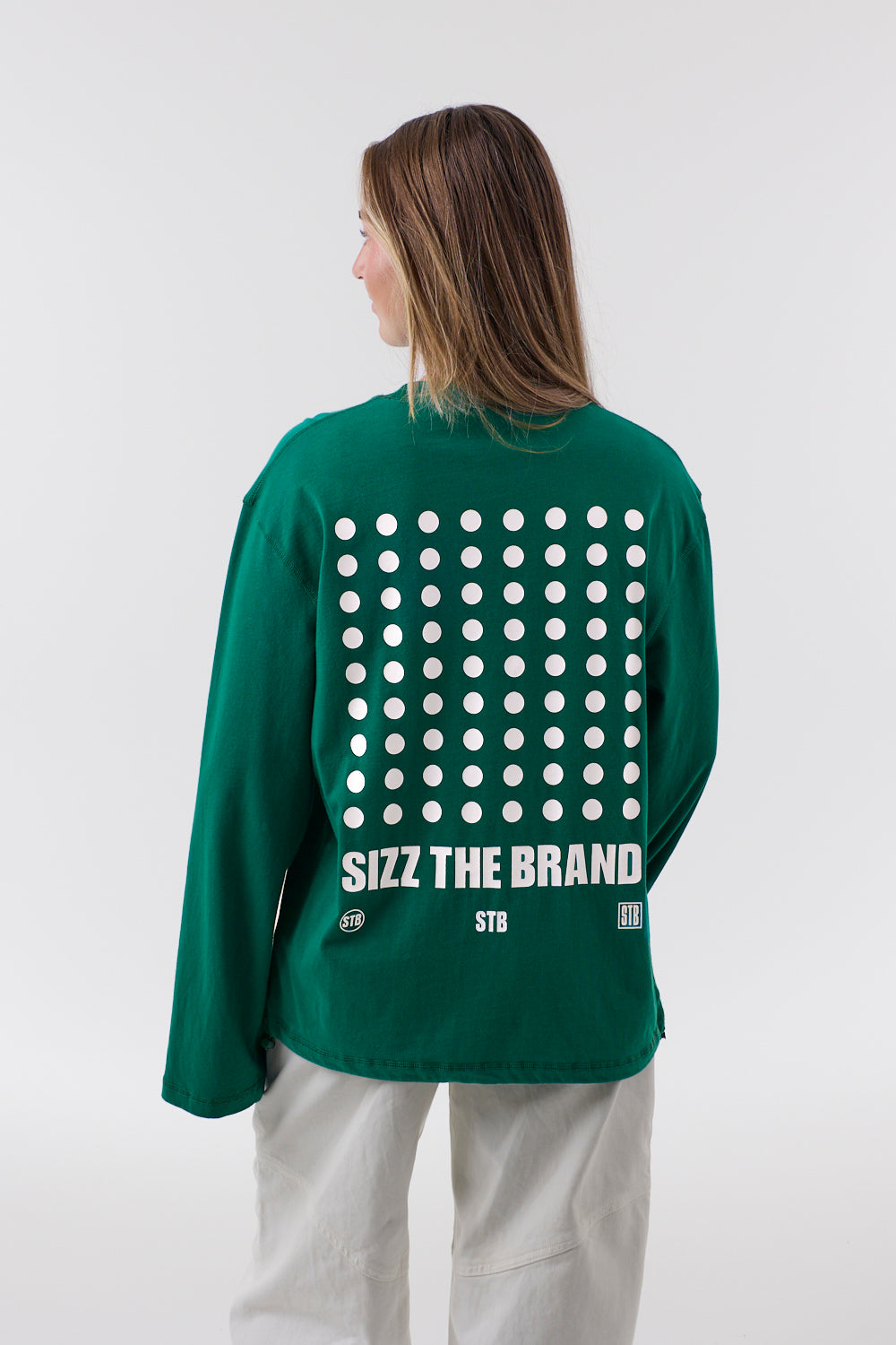 Polka Dot Langærmet T-shirt Grøn