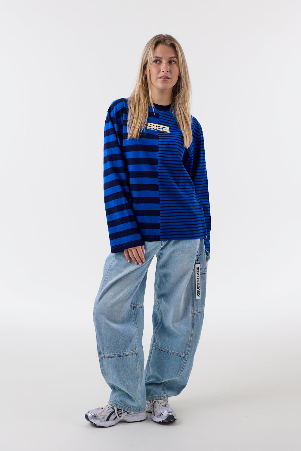 Essential Stribet Langærmet T-shirt Blå