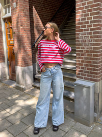 SIZZ THE BRAND Gestreiftes Langarmshirt Rot