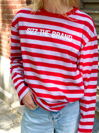 SIZZ THE BRAND Gestreiftes Langarmshirt Rot