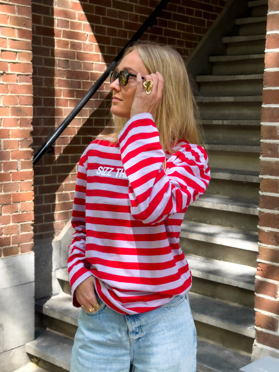 SIZZ THE BRAND Striped Longsleeve Red