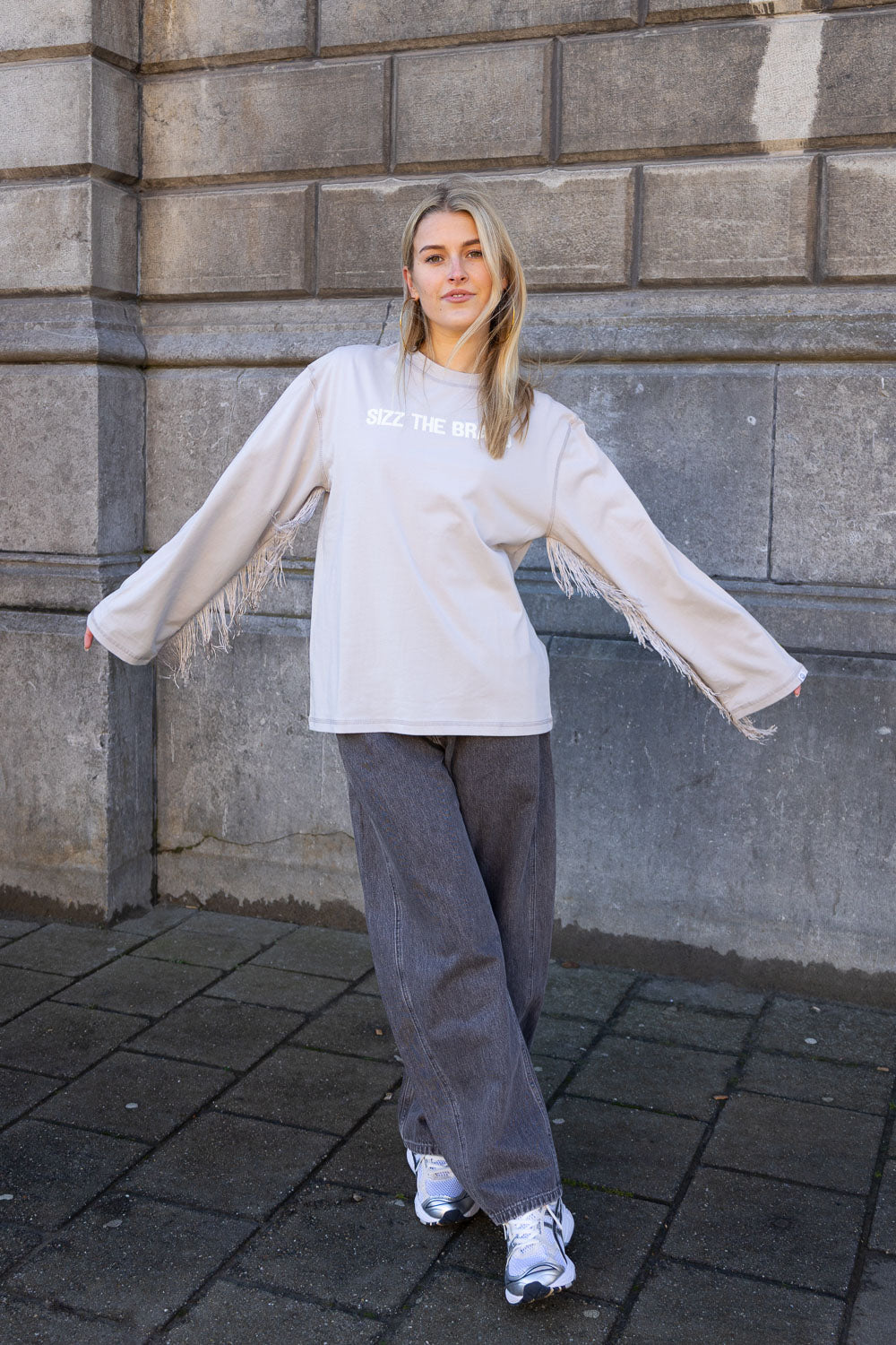 SIZZ THE BRAND Longsleeve Fringes Grey