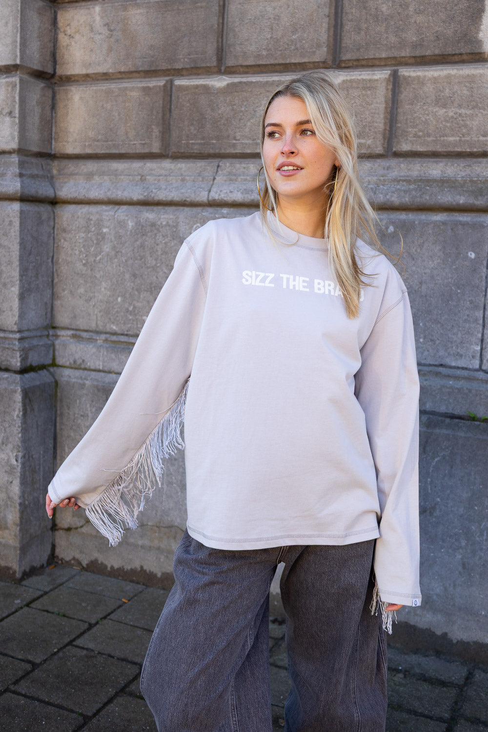 SIZZ THE BRAND Longsleeve Fringes Grey