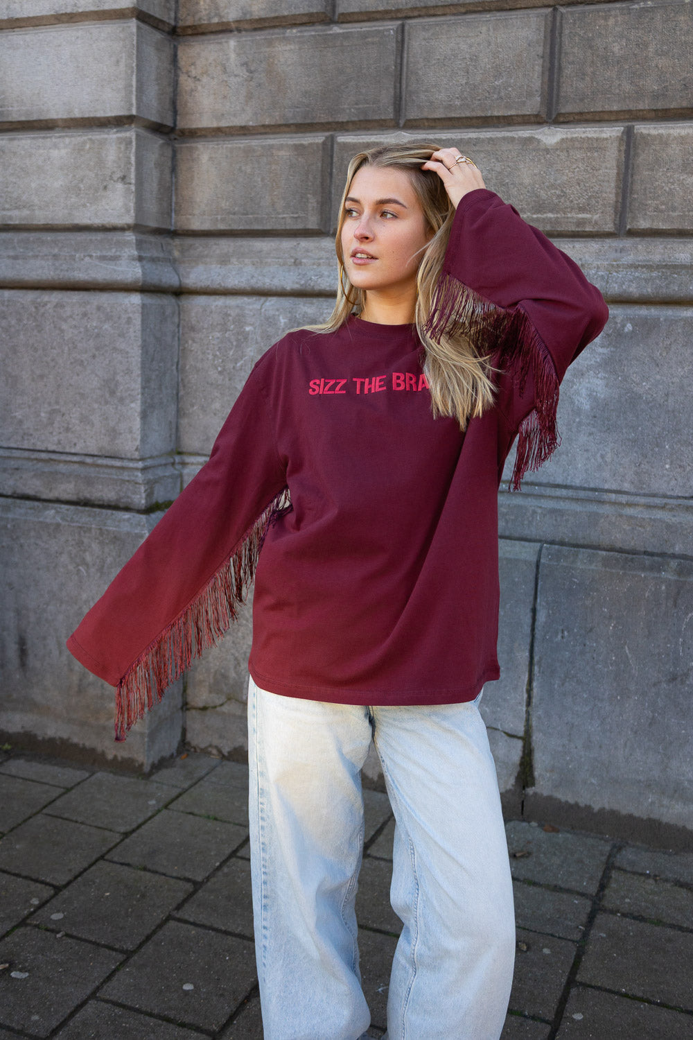 SIZZ THE BRAND Longsleeve Fringes Burgundy