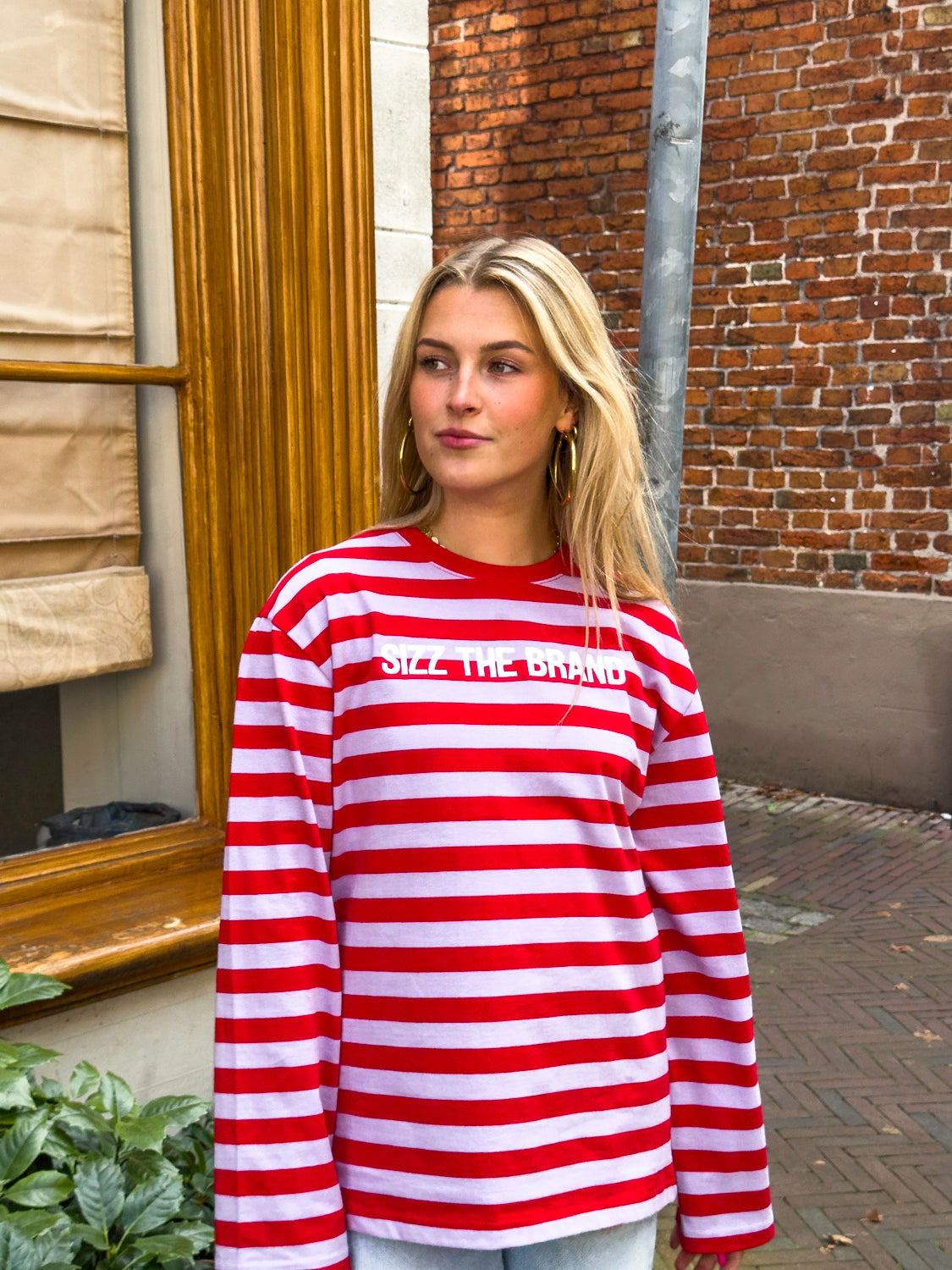 SIZZ THE BRAND Striped Longsleeve Red