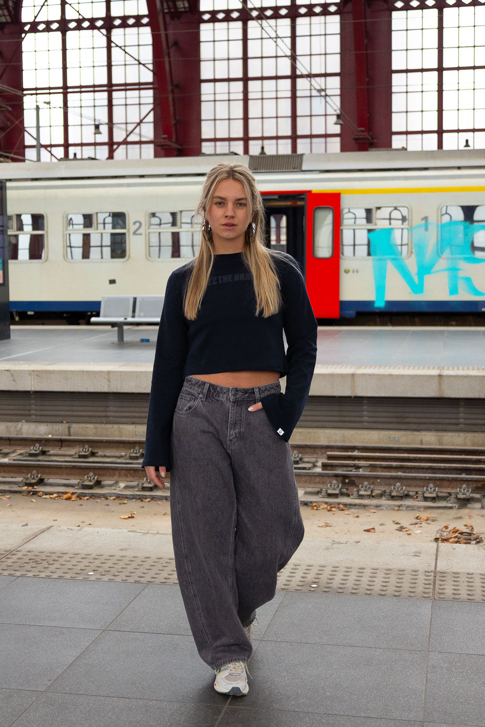 Wide Sleeve Top Navy