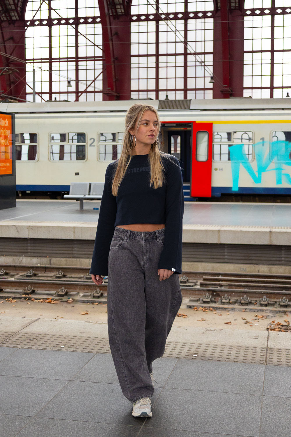 Wide Sleeve Top Navy