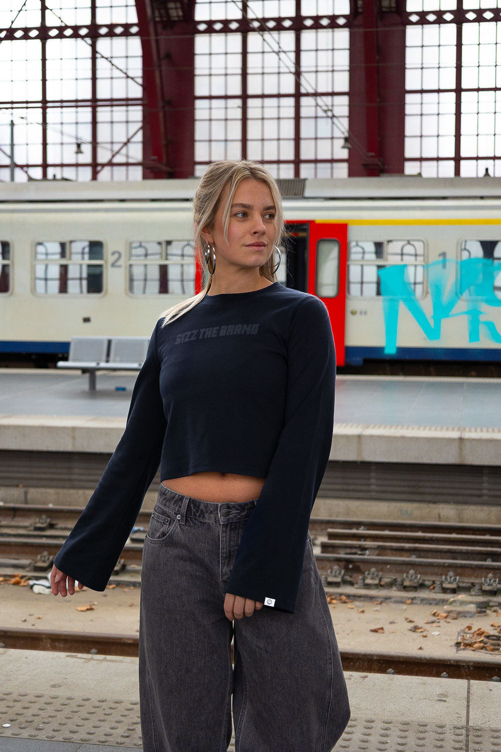 Wide Sleeve Top Navy