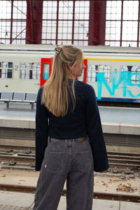 Wide Sleeve Top Navy