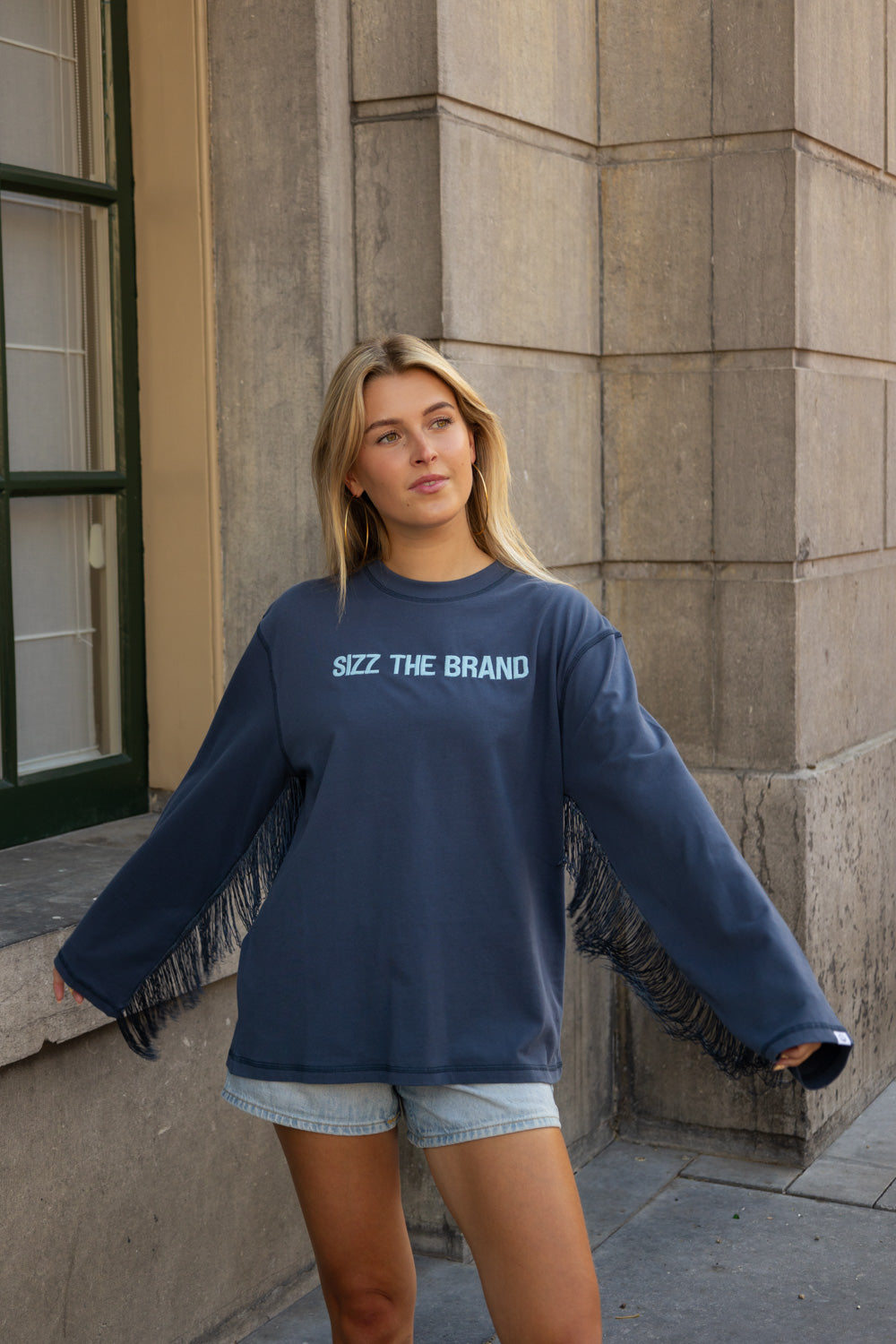 SIZZ THE BRAND Longsleeve Fringes Blue
